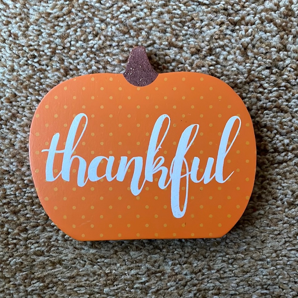 Thanksgiving “thankful” orange wooden tabletop plaque